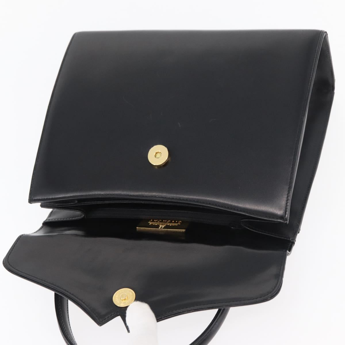 GIVENCHY Hand Bag Leather Black Gold Auth 178755