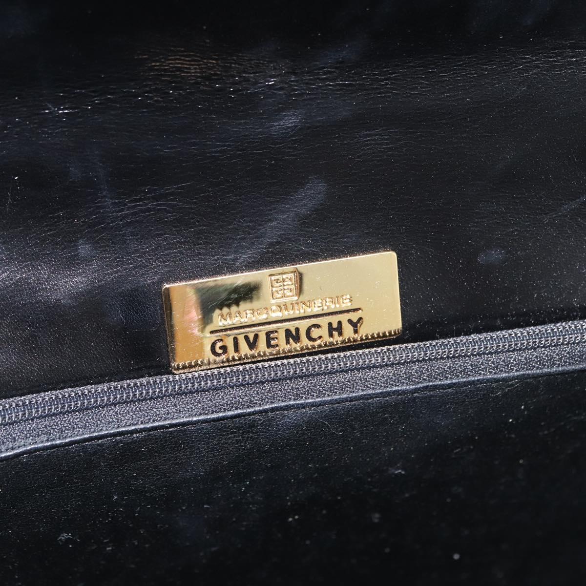 GIVENCHY Hand Bag Leather Black Gold Auth 178755