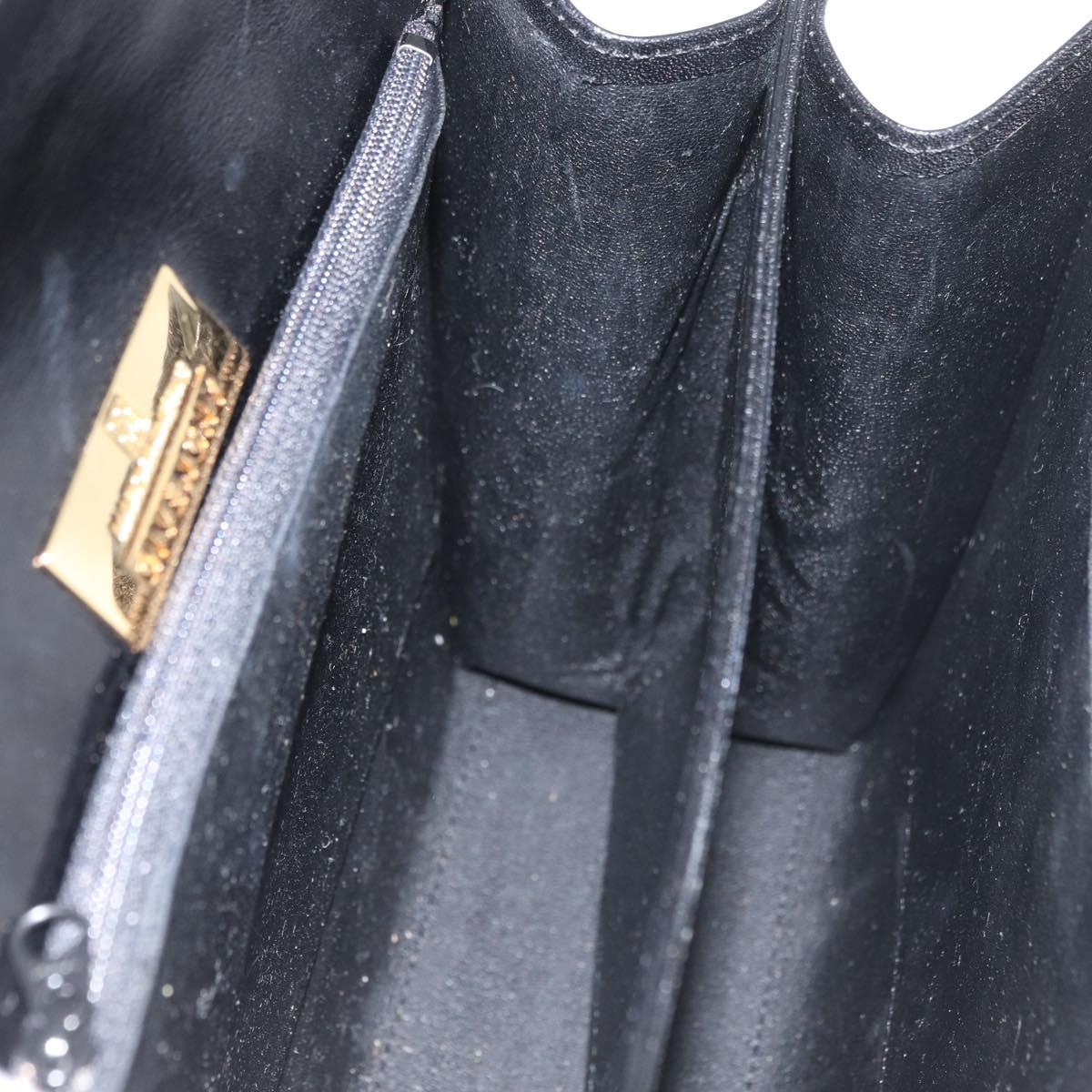 GIVENCHY Hand Bag Leather Black Gold Auth 178755