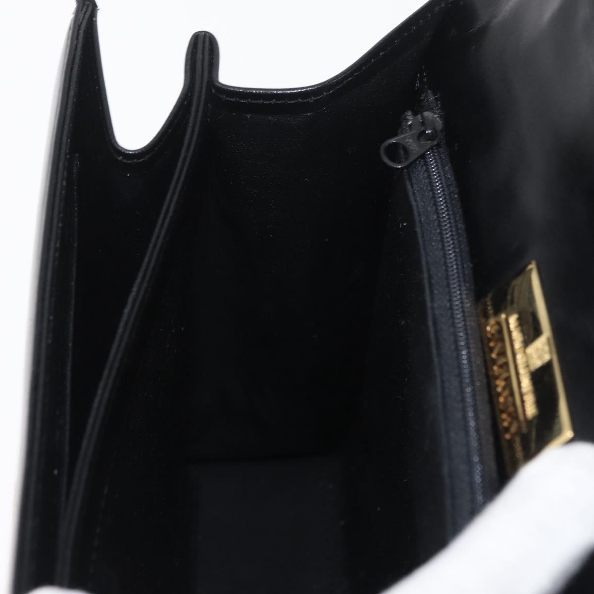GIVENCHY Hand Bag Leather Black Gold Auth 178755