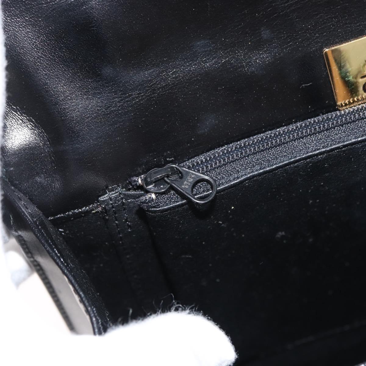 GIVENCHY Hand Bag Leather Black Gold Auth 178755