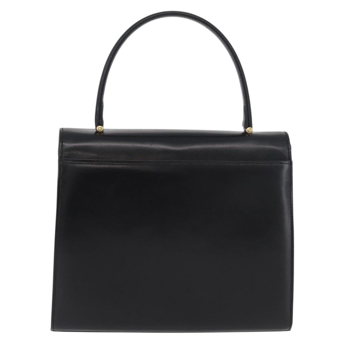 GIVENCHY Hand Bag Leather Black Gold Auth 178755