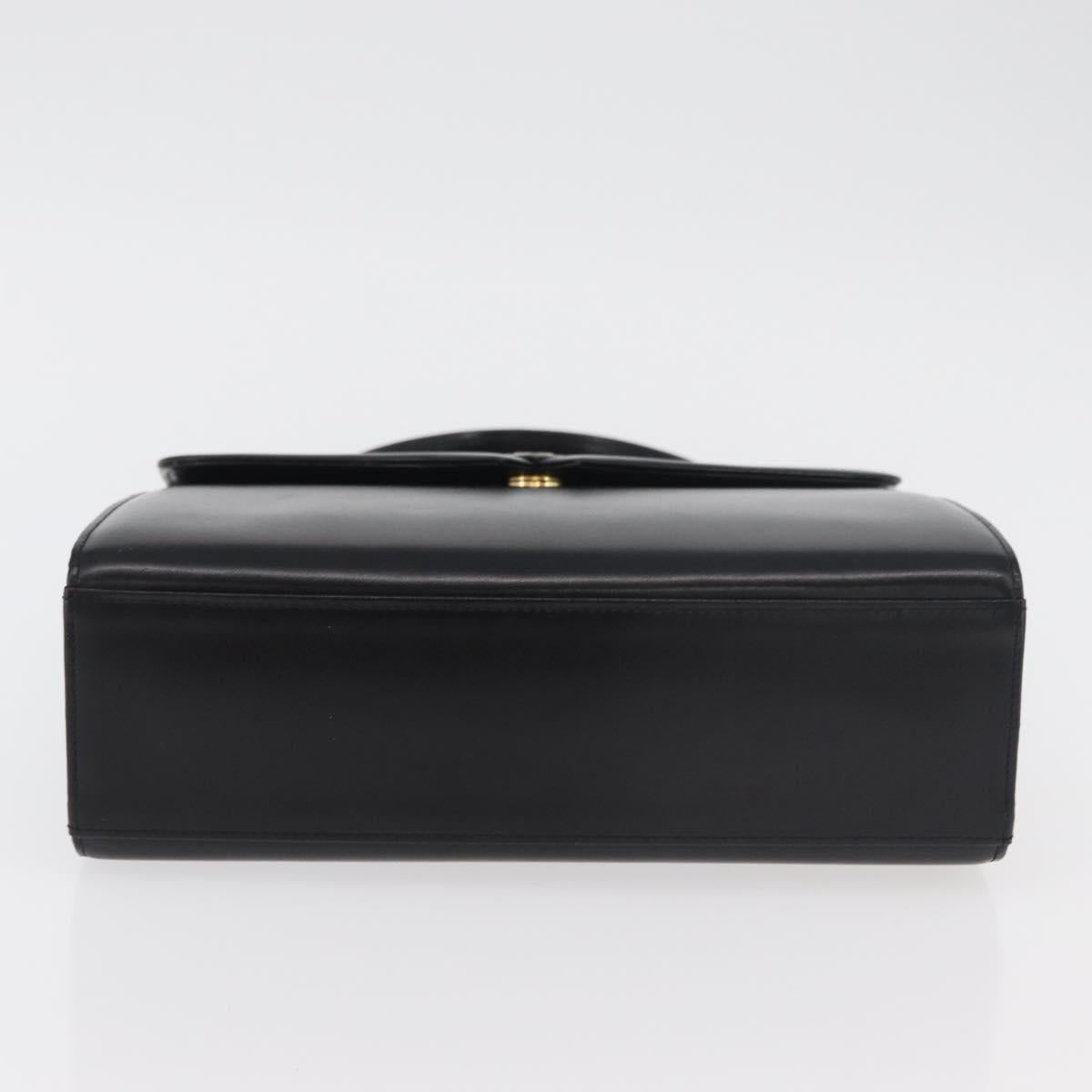 GIVENCHY Hand Bag Leather Black Gold Auth 178755