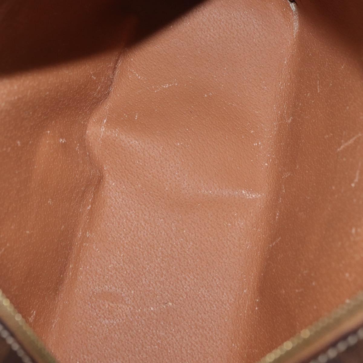 CELINE Macadam Canvas Hand Bag PVC Leather Brown Gold Auth 178762