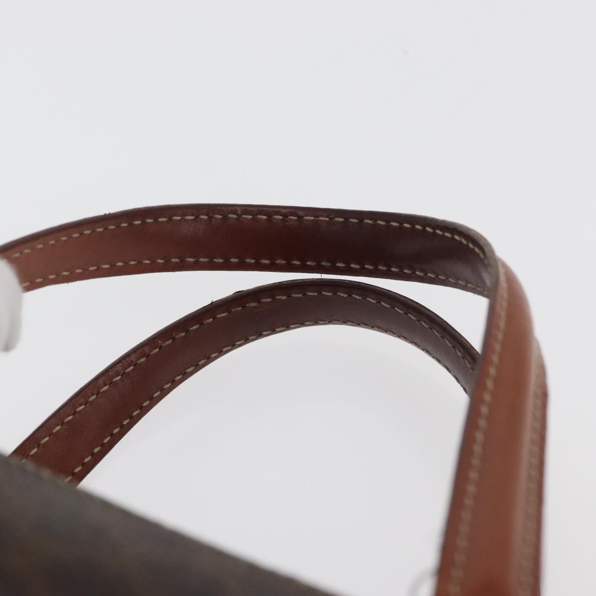 CELINE Macadam Canvas Hand Bag PVC Leather Brown Gold Auth 178762