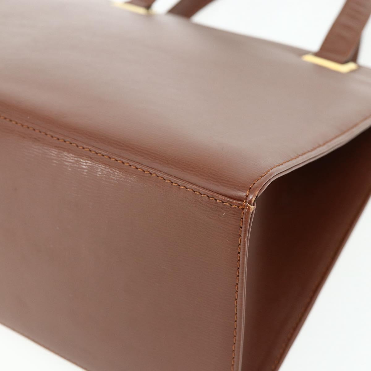 Christian Dior Hand Bag Leather Brown Gold Auth 178764