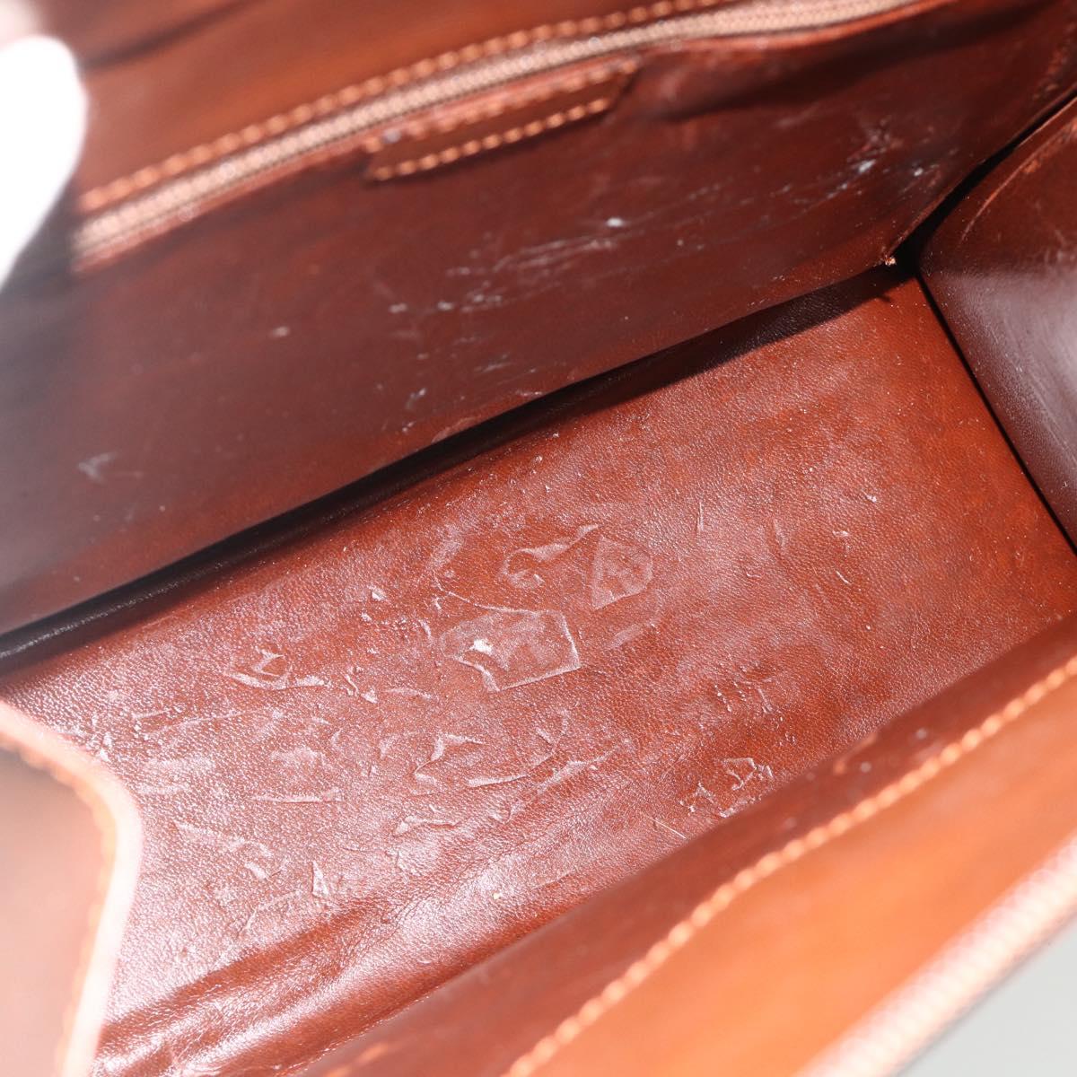 Christian Dior Hand Bag Leather Brown Gold Auth 178764