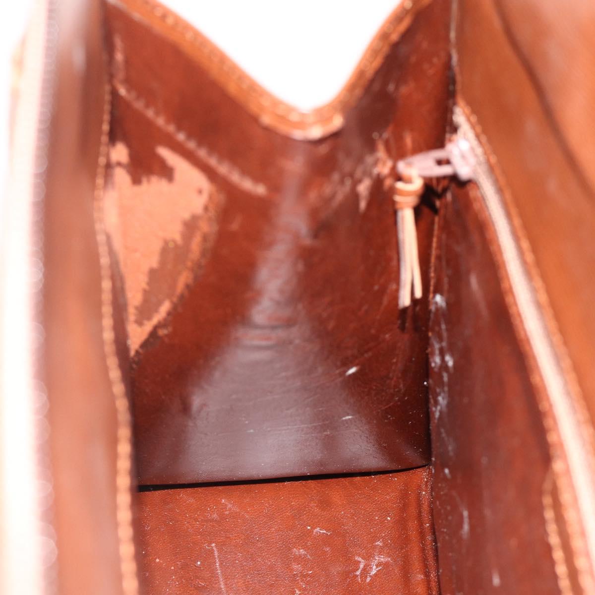 Christian Dior Hand Bag Leather Brown Gold Auth 178764