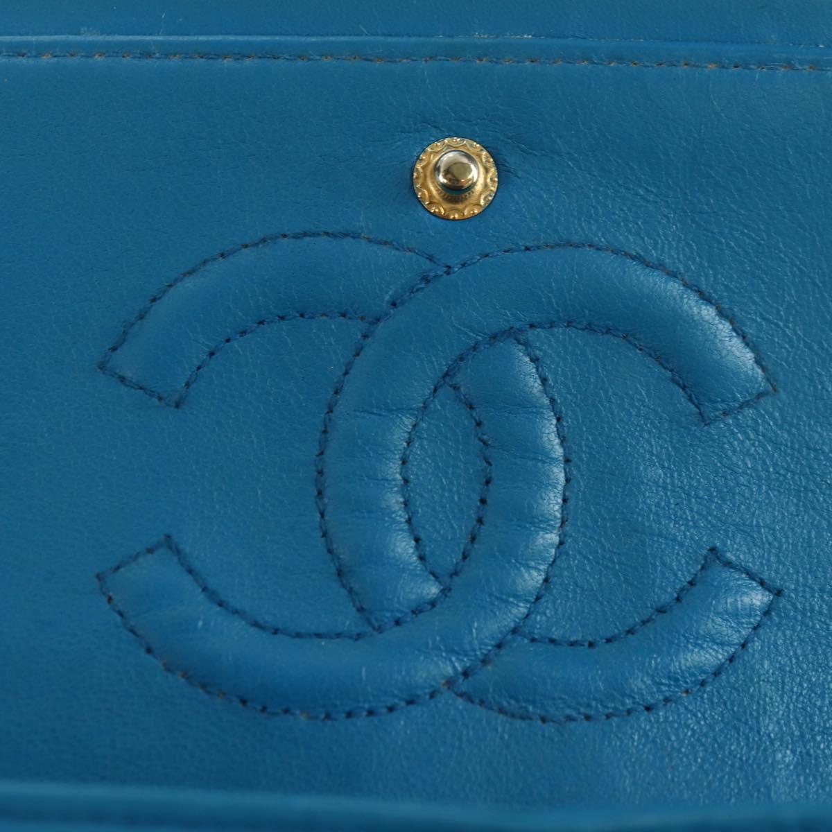CHANEL Matelasse23 Chain Shoulder Bag Lamb Skin Blue Gold CC Auth 178769V