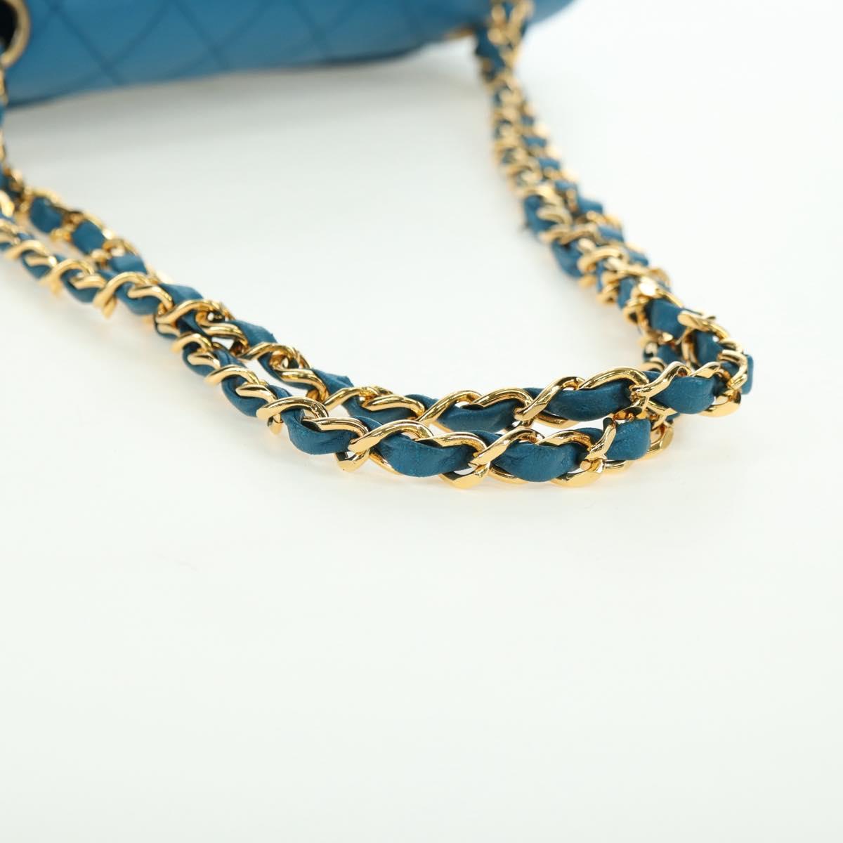 CHANEL Matelasse23 Chain Shoulder Bag Lamb Skin Blue Gold CC Auth 178769V