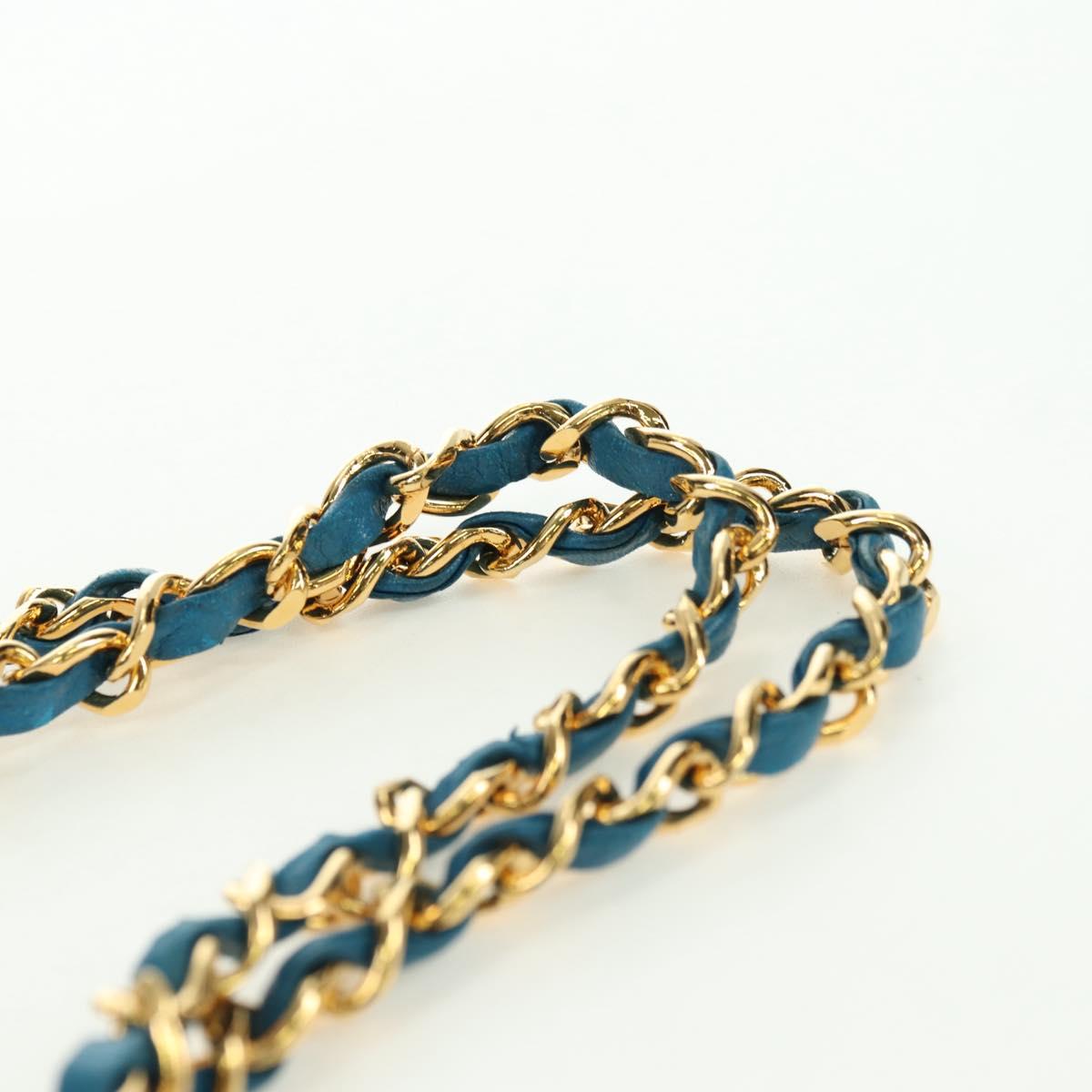 CHANEL Matelasse23 Chain Shoulder Bag Lamb Skin Blue Gold CC Auth 178769V
