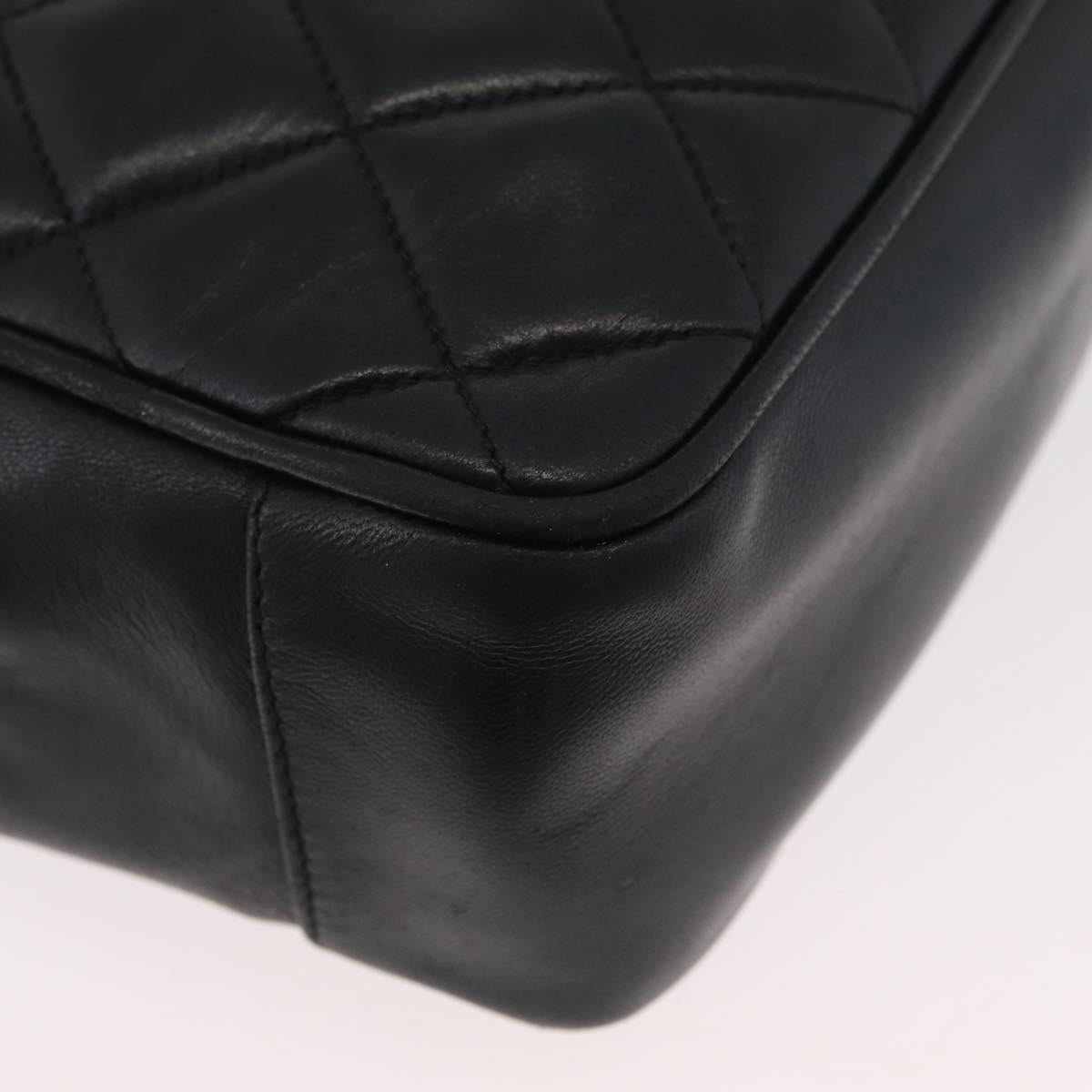 CHANEL Matelasse Chain Tote Bag Lamb Skin Black Gold CC Auth 178772V