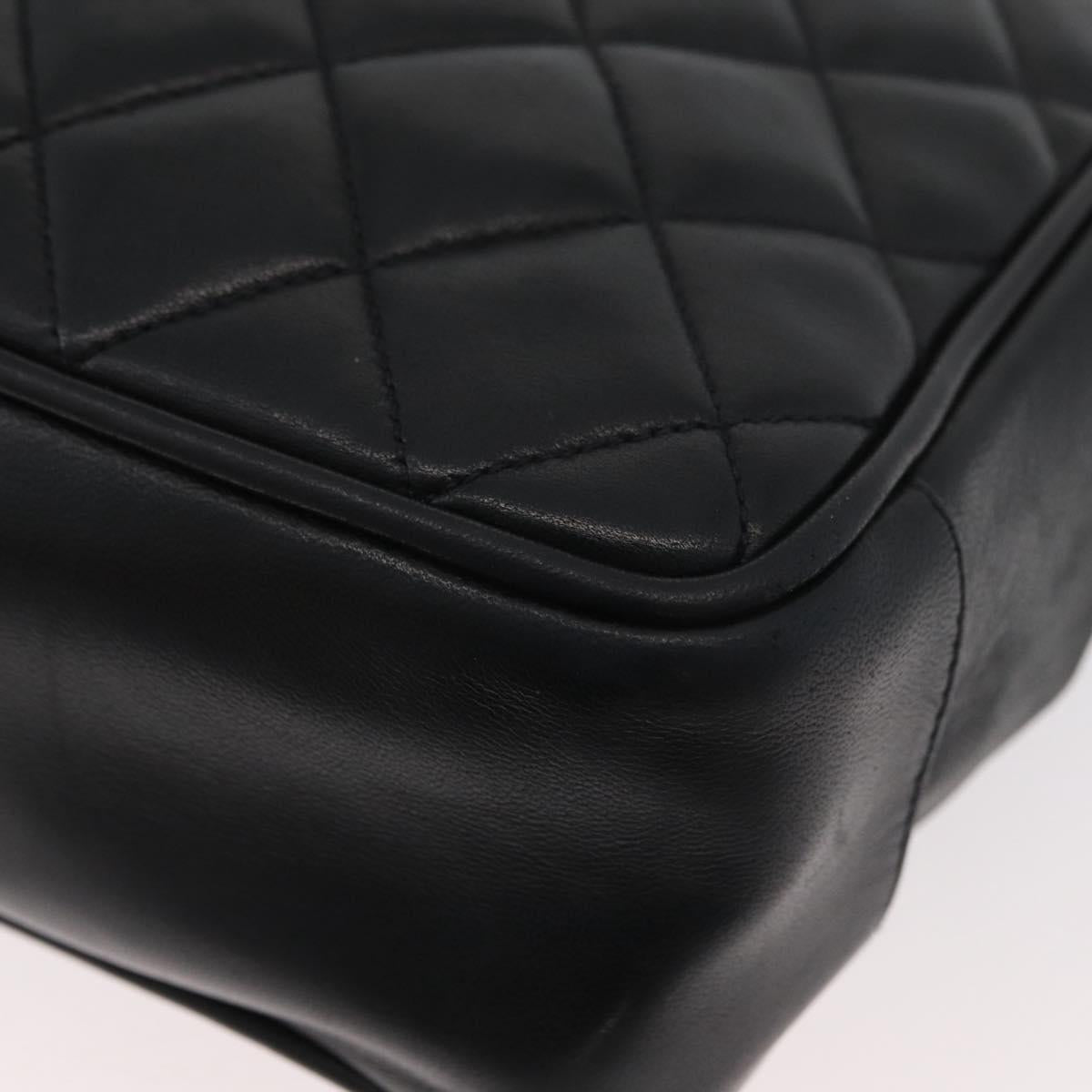 CHANEL Matelasse Chain Tote Bag Lamb Skin Black Gold CC Auth 178772V