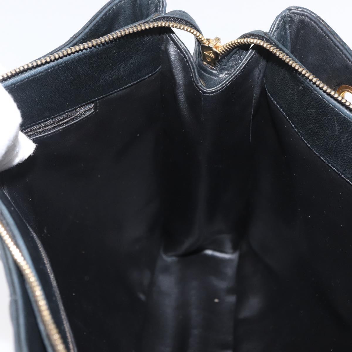 CHANEL Matelasse Chain Tote Bag Lamb Skin Black Gold CC Auth 178772V