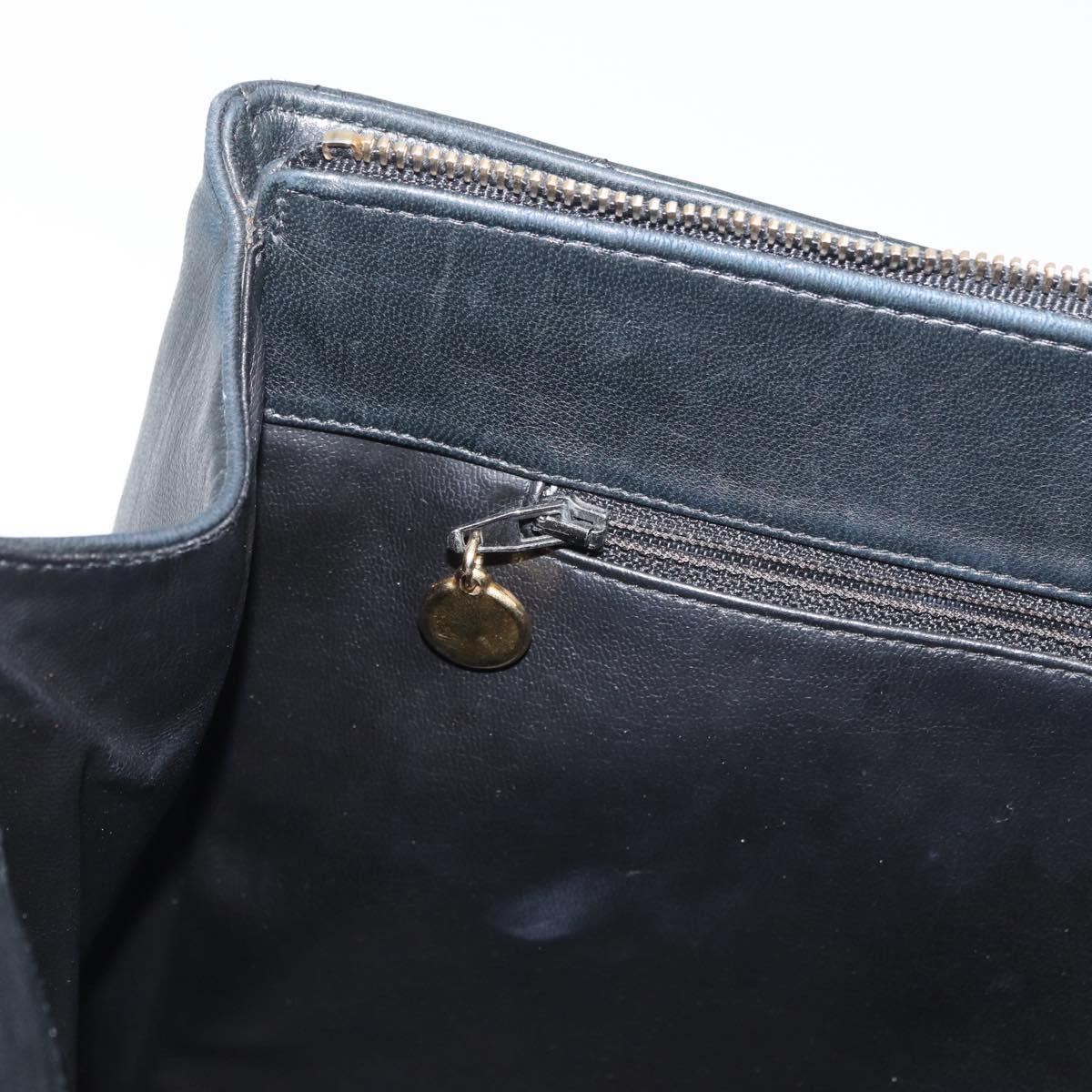 CHANEL Matelasse Chain Tote Bag Lamb Skin Black Gold CC Auth 178772V