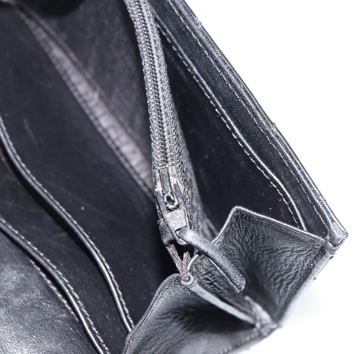 CHANEL Matelasse Chain Wallet Patent leather Black Silver CC Auth 178781A