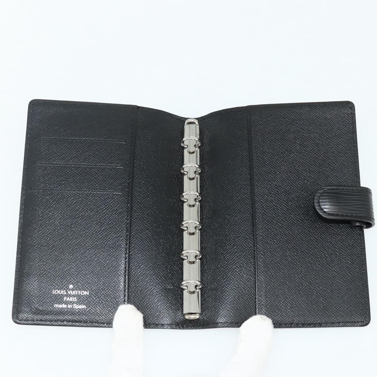 LOUIS VUITTON Epi Agenda PM Day Planner Cover Black R20092 LV Auth 178785A