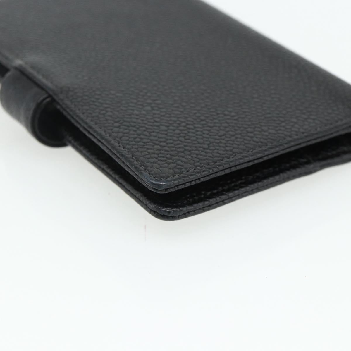 CHANEL Day Planner Cover Caviar Skin Black Gold CC Auth 178788A