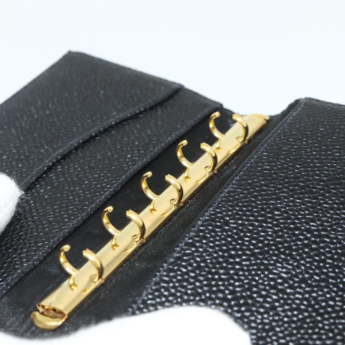 CHANEL Day Planner Cover Caviar Skin Black Gold CC Auth 178788A