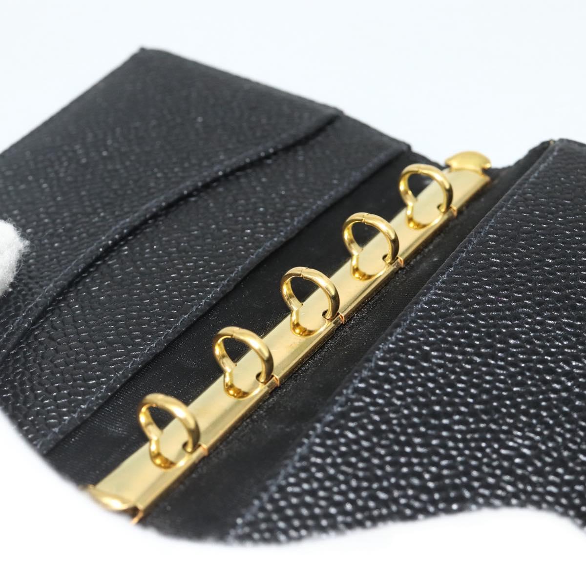 CHANEL Day Planner Cover Caviar Skin Black Gold CC Auth 178788A
