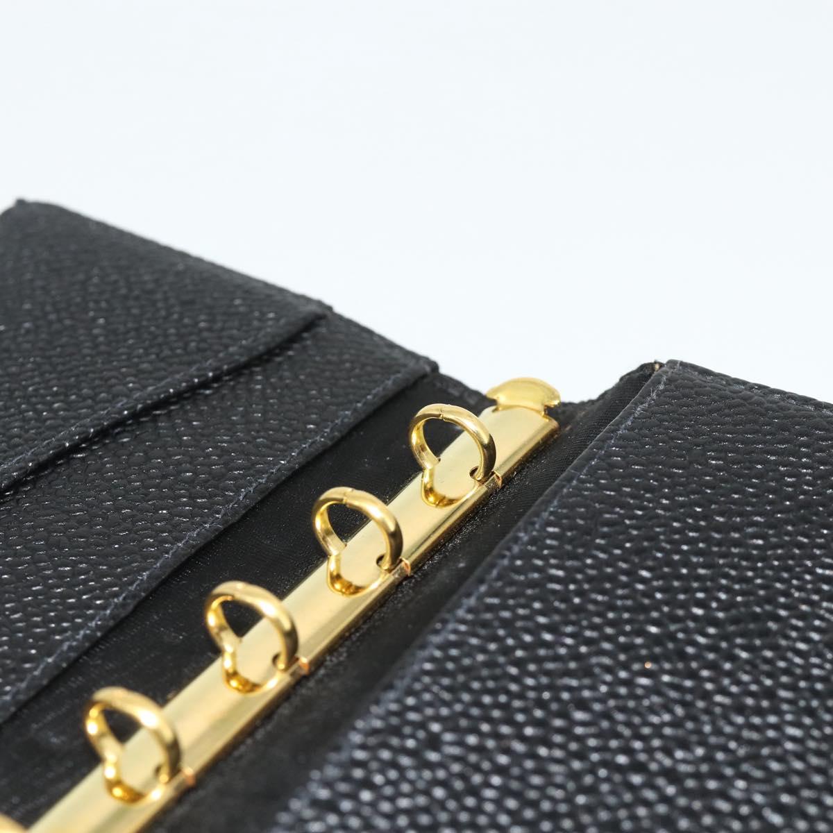 CHANEL Day Planner Cover Caviar Skin Black Gold CC Auth 178788A
