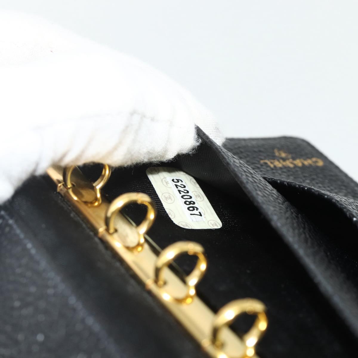 CHANEL Day Planner Cover Caviar Skin Black Gold CC Auth 178788A