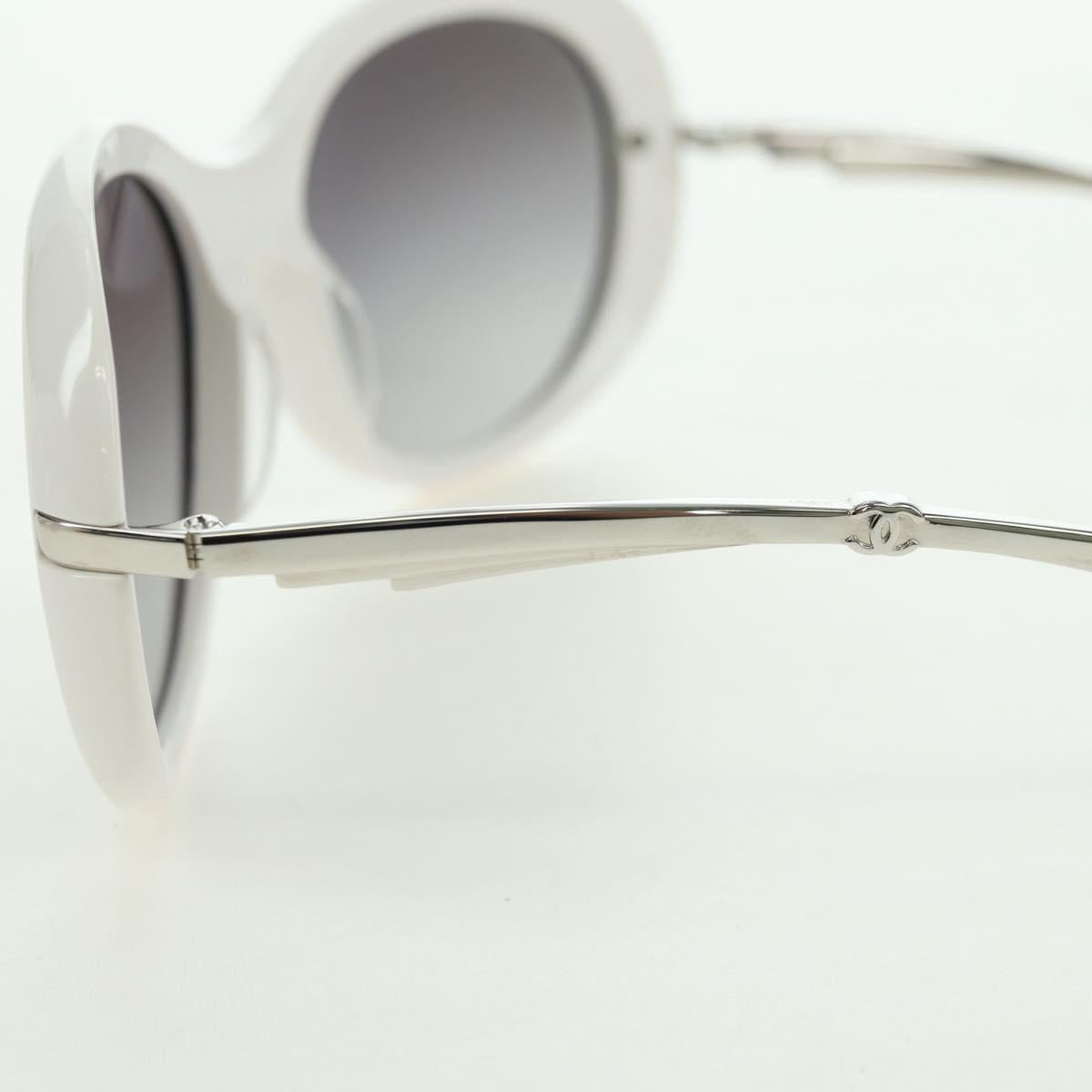 CHANEL COCO Mark Sunglasses plastic White CC Auth 178794M