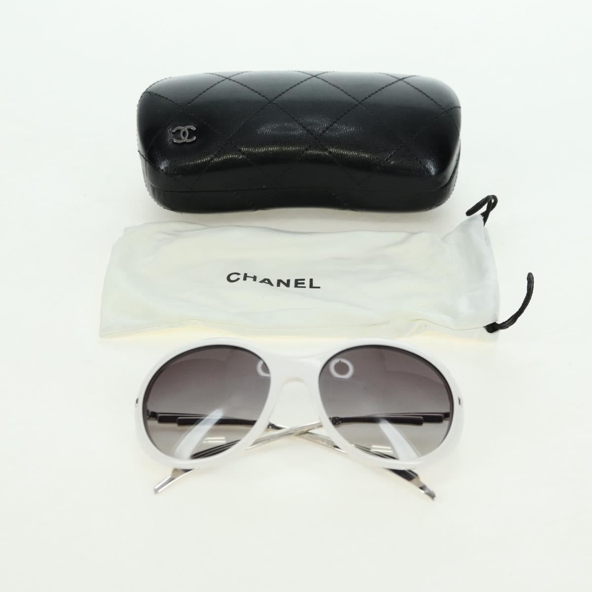 CHANEL COCO Mark Sunglasses plastic White CC Auth 178794M