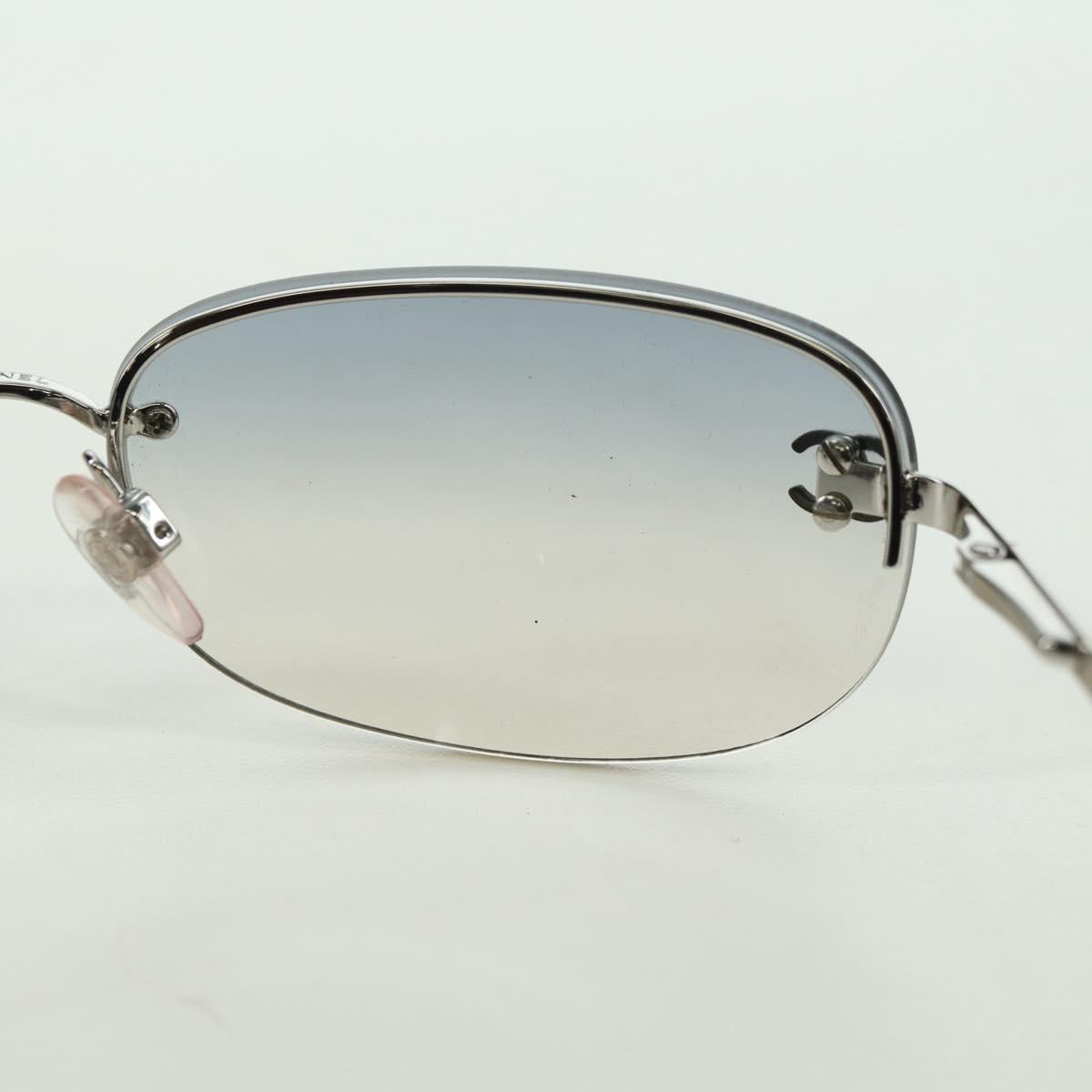 CHANEL COCO Mark Sunglasses metal Silver CC Auth 178795V