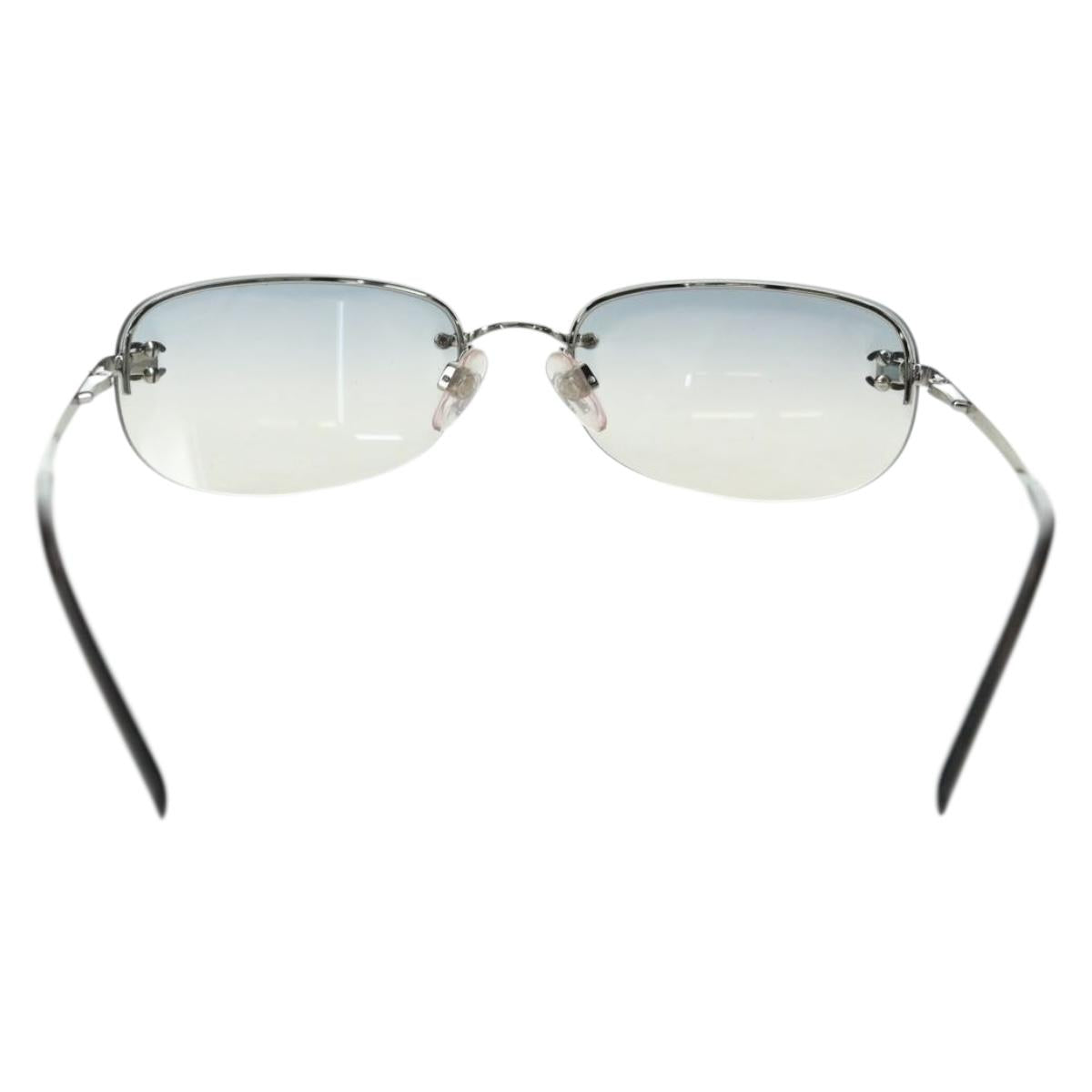 CHANEL COCO Mark Sunglasses metal Silver CC Auth 178795V