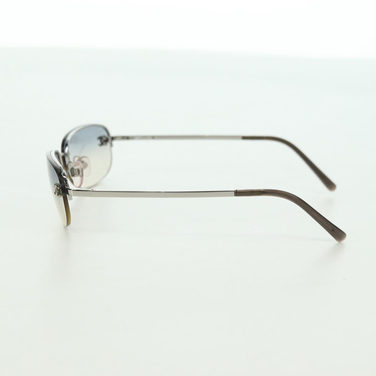 CHANEL COCO Mark Sunglasses metal Silver CC Auth 178795V
