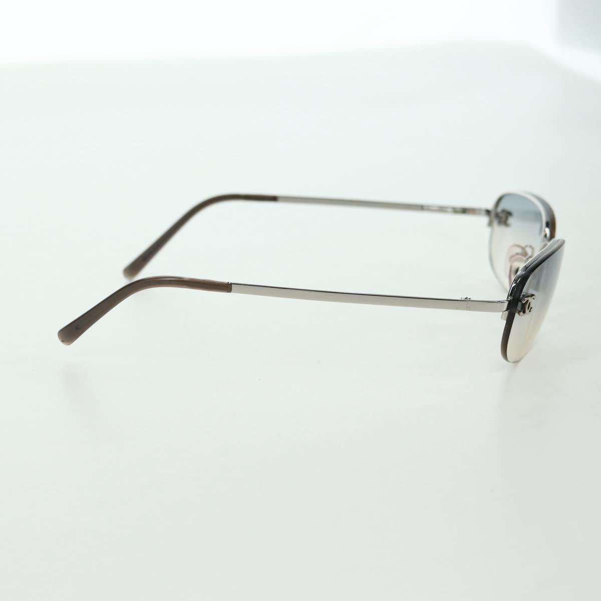 CHANEL COCO Mark Sunglasses metal Silver CC Auth 178795V