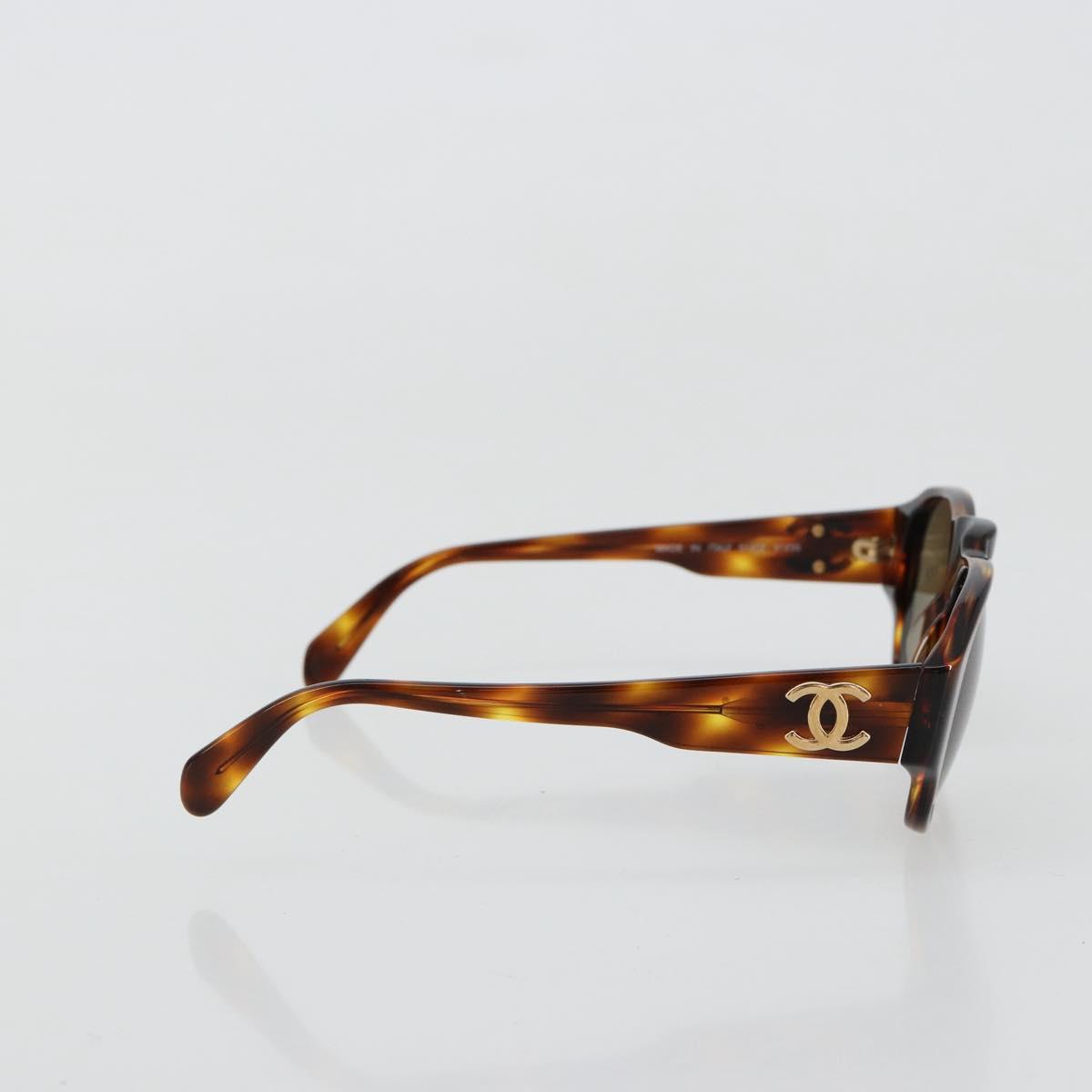 CHANEL COCO Mark Sunglasses plastic Brown CC Auth 178796