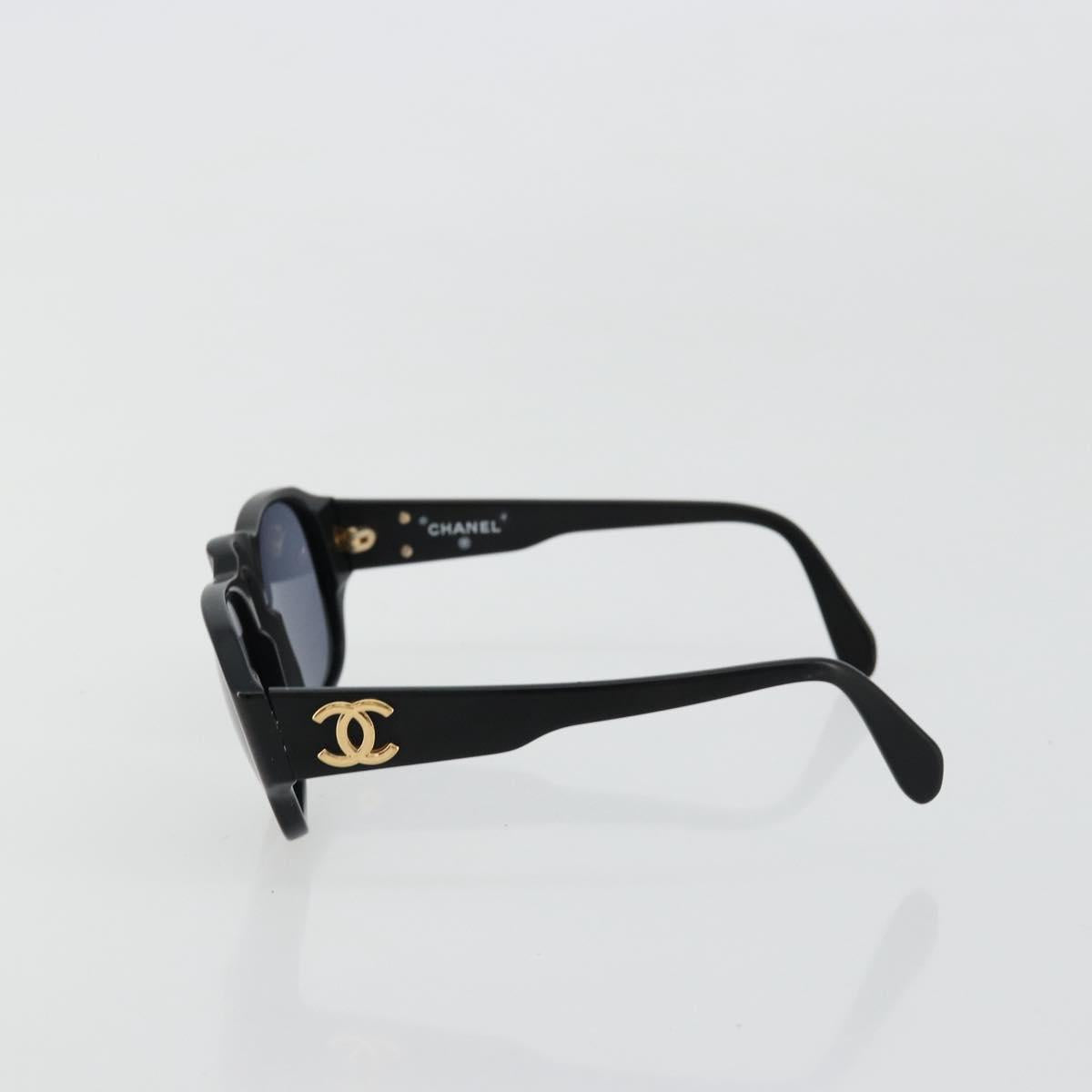 CHANEL COCO Mark Sunglasses plastic Black CC Auth 178797