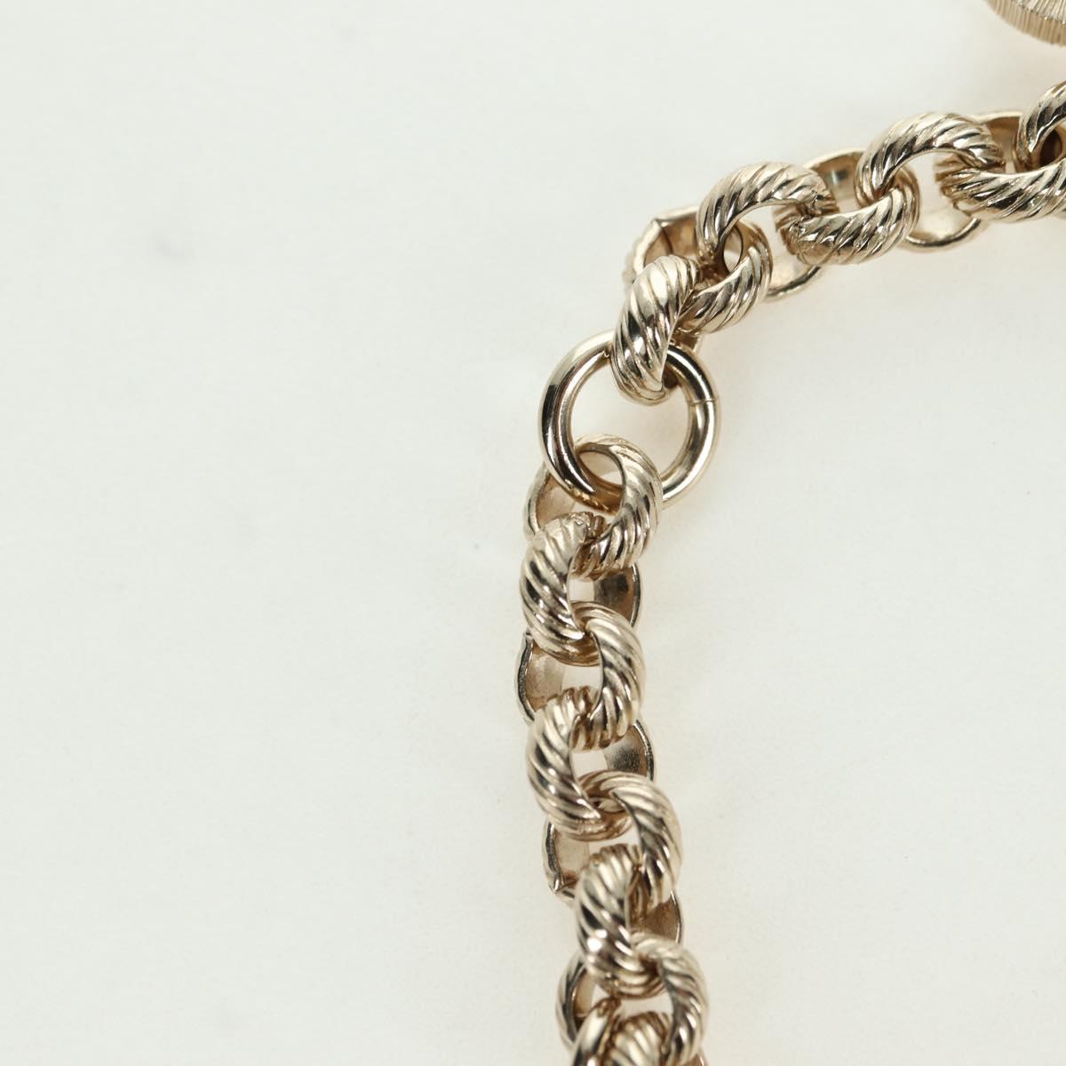 CHANEL Logo Bracelet metal Champagne Gold CC Auth 178800SM