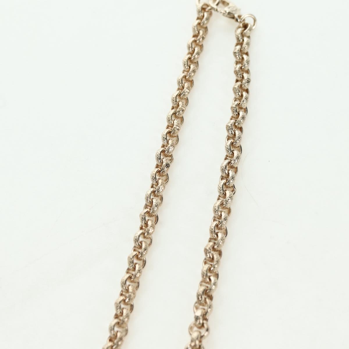 CHANEL Logo Necklace metal Champagne Gold CC Auth 178801SM