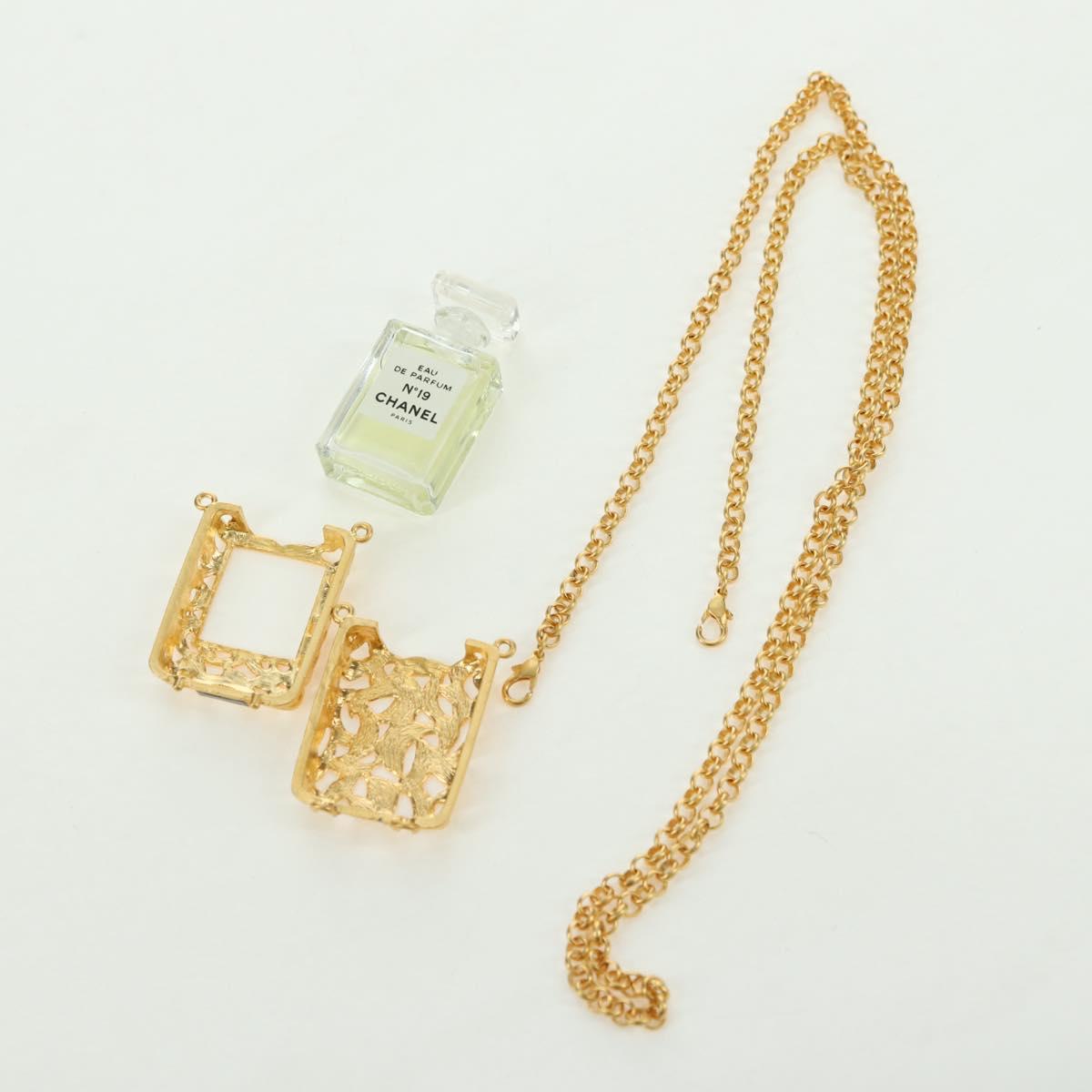 CHANEL Perfume Necklace metal Gold CC Auth 178803M