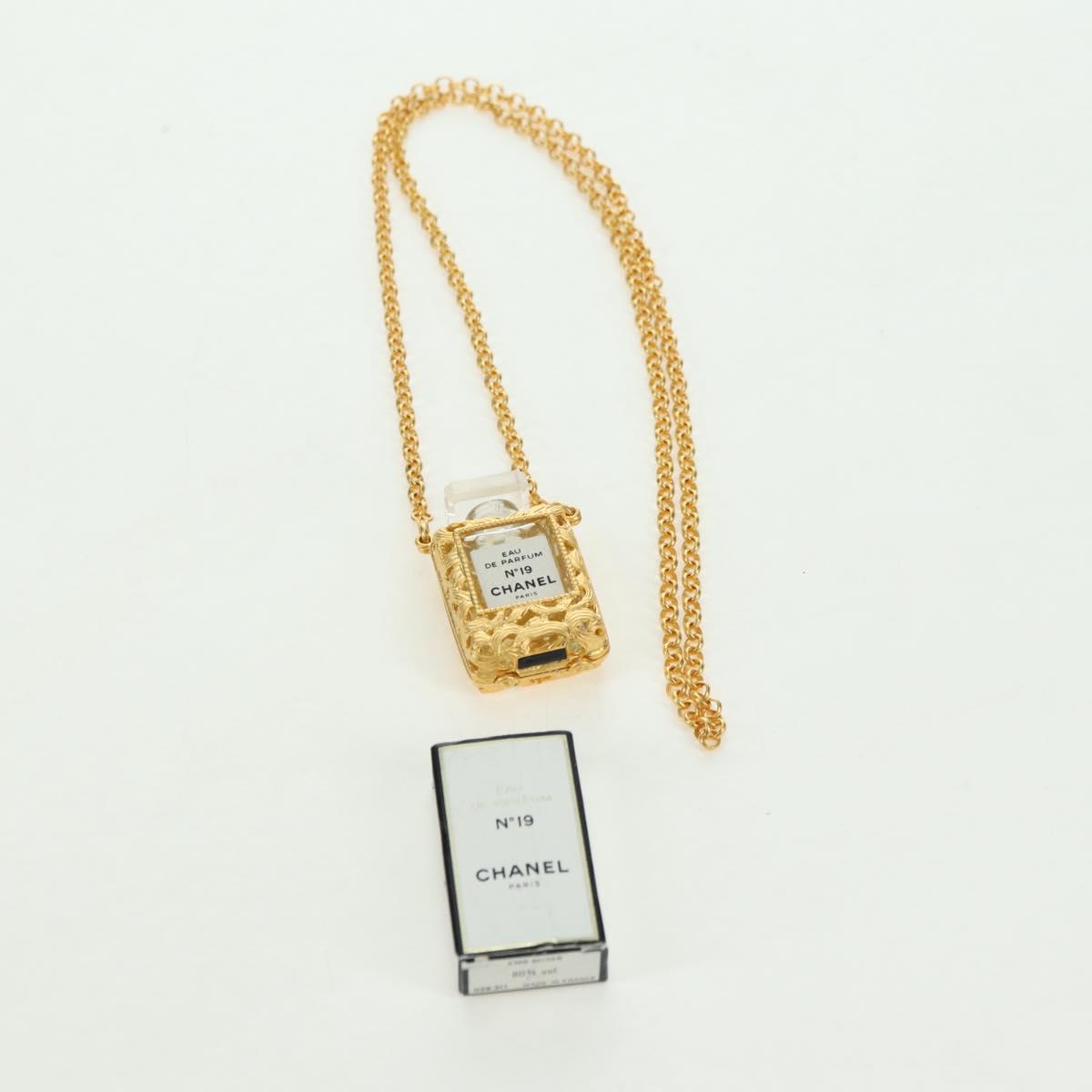 CHANEL Perfume Necklace metal Gold CC Auth 178803M