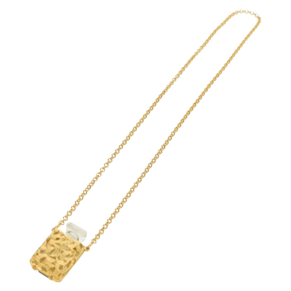 CHANEL Perfume Necklace metal Gold CC Auth 178803M