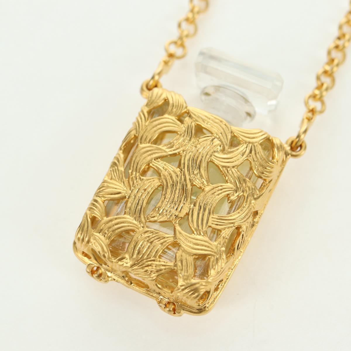 CHANEL Perfume Necklace metal Gold CC Auth 178803M