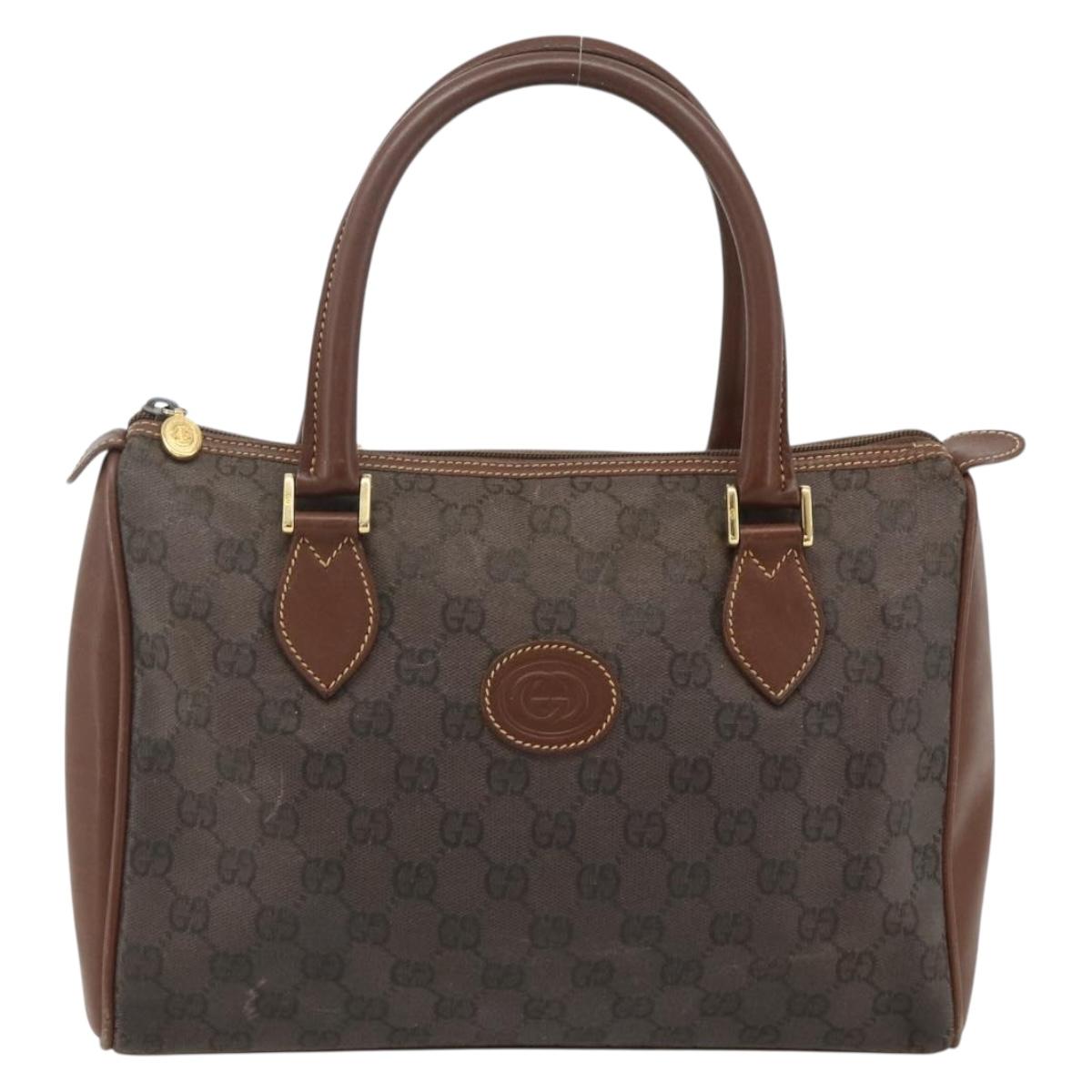 GUCCI GG Canvas Hand Bag Coated Canvas Brown Gold 002 58 0159 Auth 178806