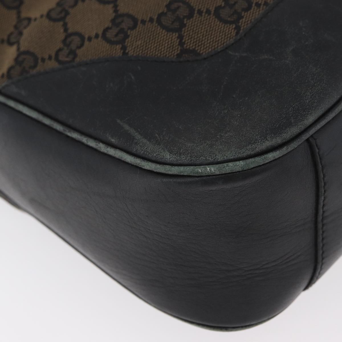 GUCCI GG Canvas Bamboo Shoulder Bag 2way Navy Gold 001 4058 Auth 178808
