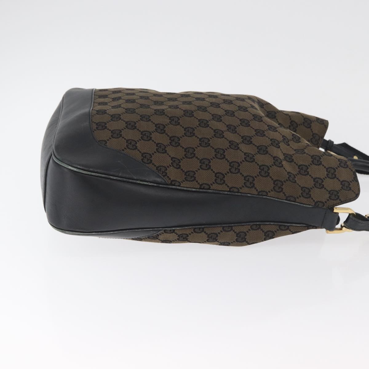 GUCCI GG Canvas Bamboo Shoulder Bag 2way Navy Gold 001 4058 Auth 178808