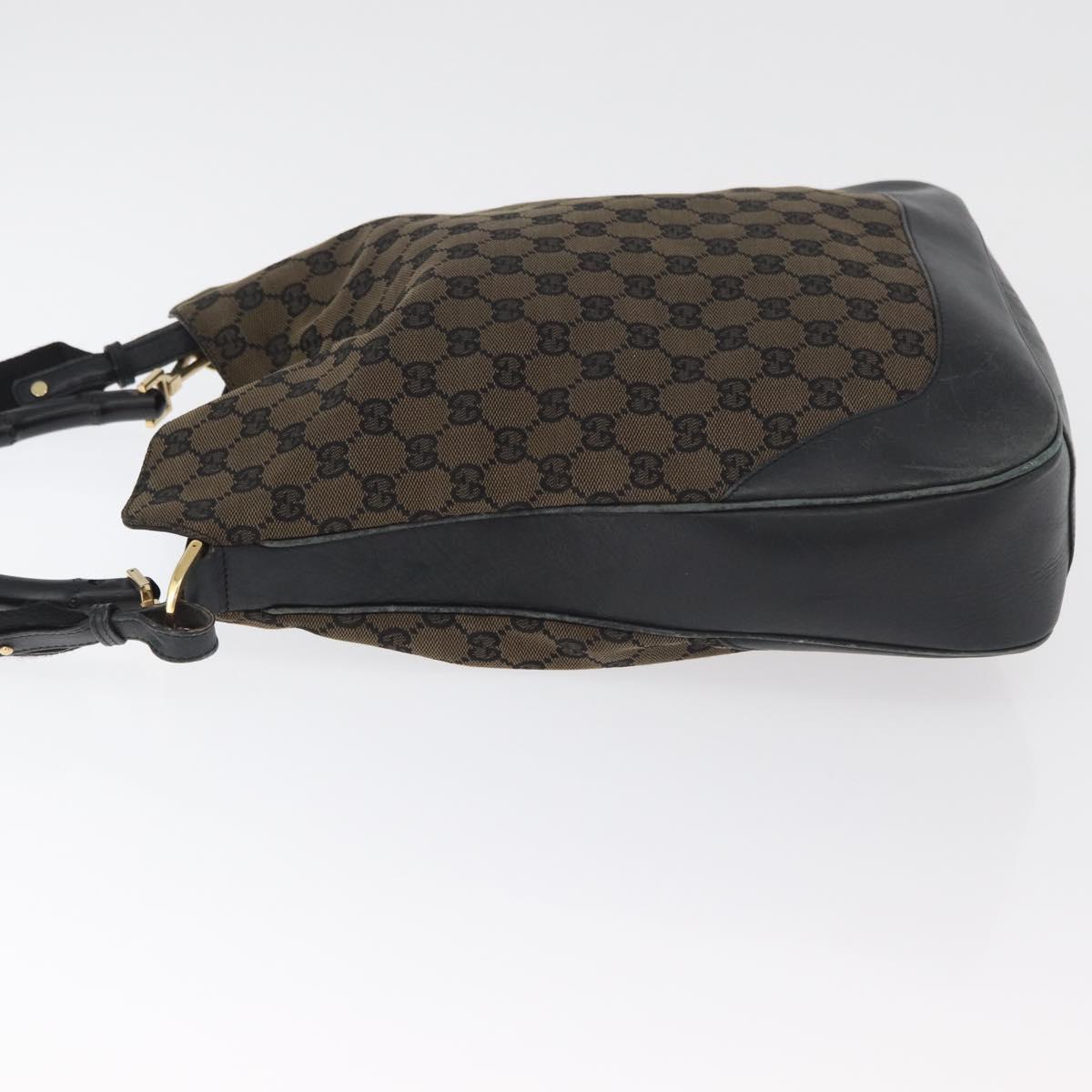 GUCCI GG Canvas Bamboo Shoulder Bag 2way Navy Gold 001 4058 Auth 178808