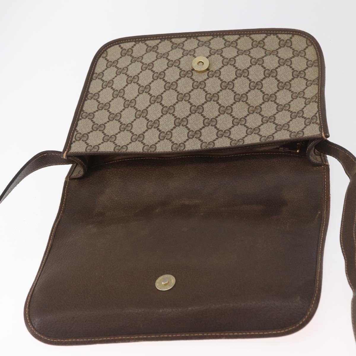 GUCCI GG Supreme Web Sherry Line Bag PVC Beige Gold 001 104 0551 Auth 178811