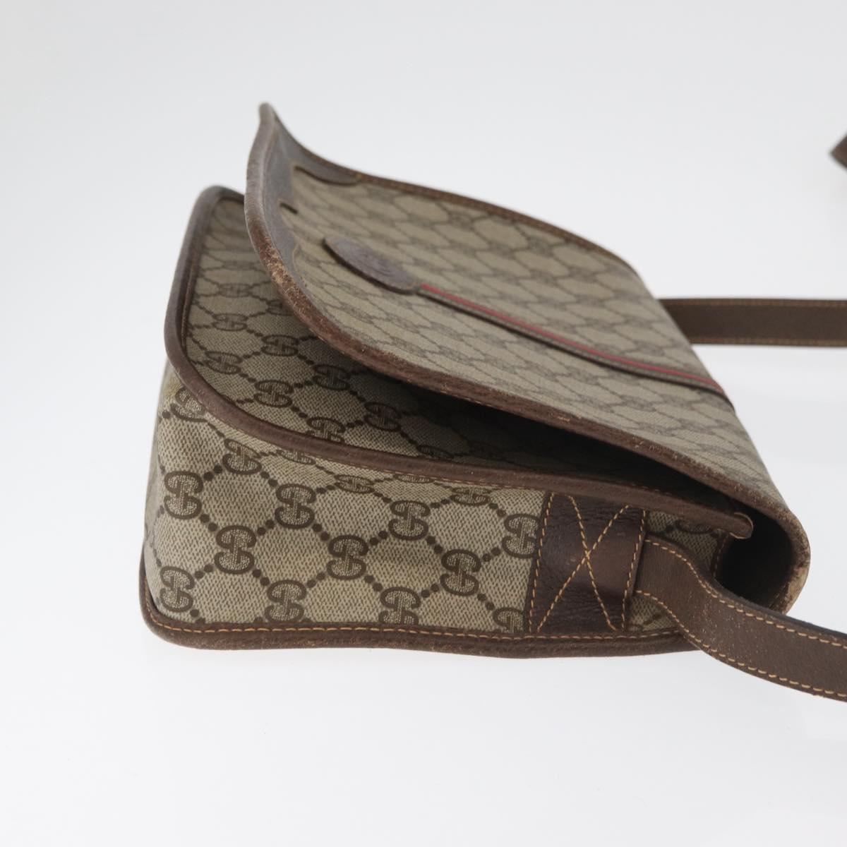 GUCCI GG Supreme Web Sherry Line Bag PVC Beige Gold 001 104 0551 Auth 178811