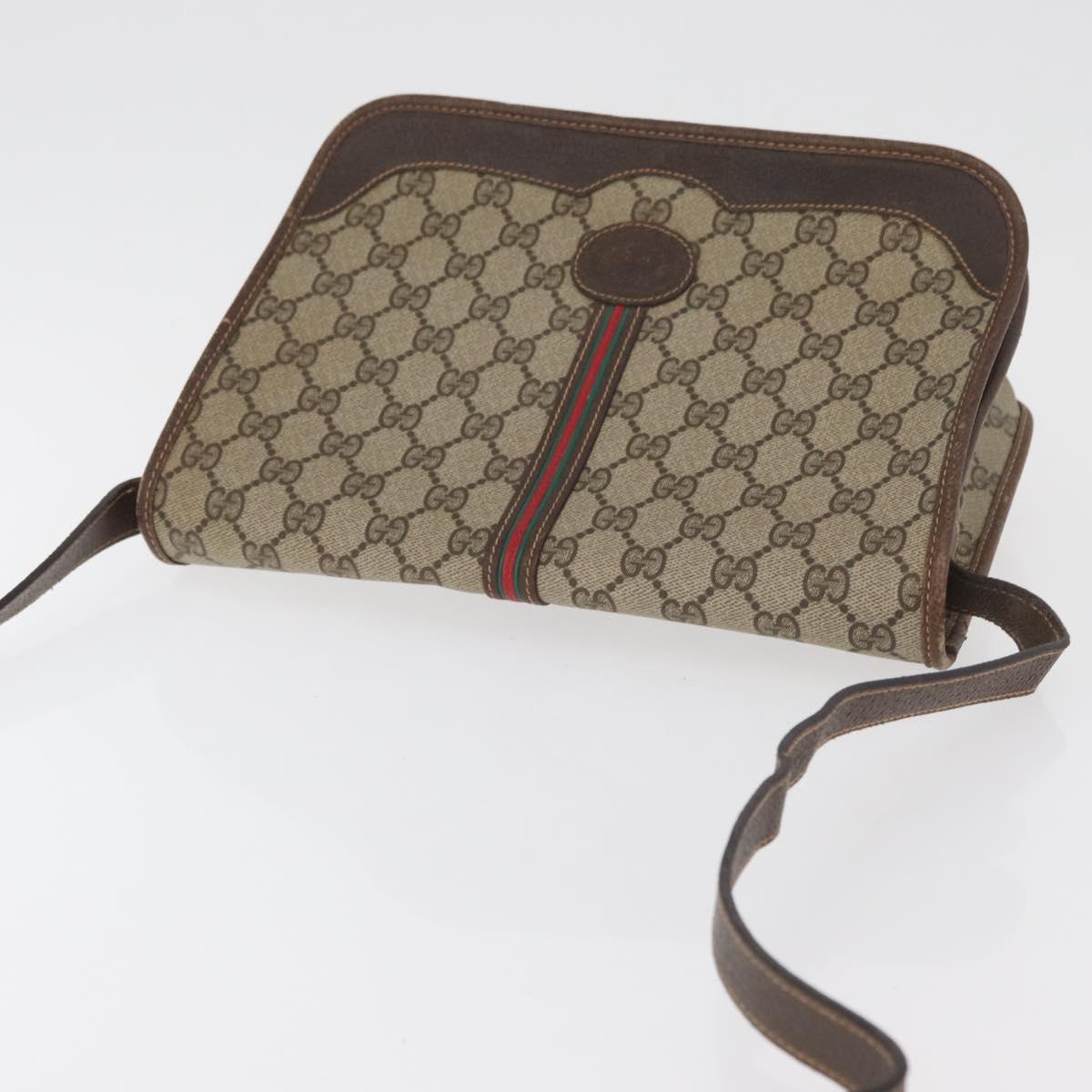 GUCCI GG Supreme Web Sherry Line Bag PVC Beige Gold 001 104 0551 Auth 178811
