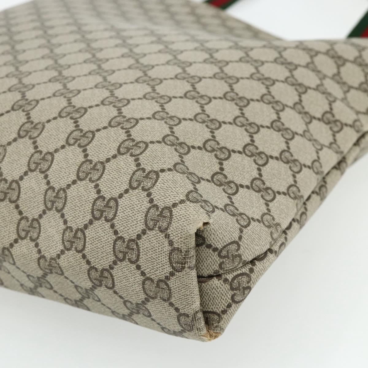 GUCCI GG Supreme Web Sherry Line Tote Bag PVC Beige Gold Auth 178813