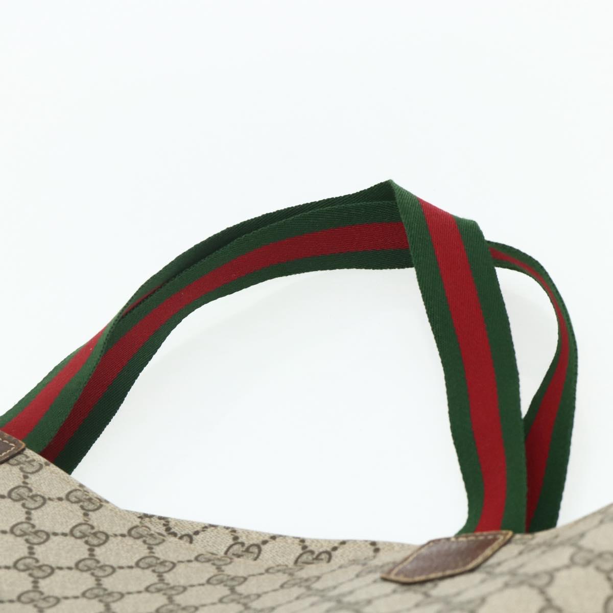 GUCCI GG Supreme Web Sherry Line Tote Bag PVC Beige Gold Auth 178813