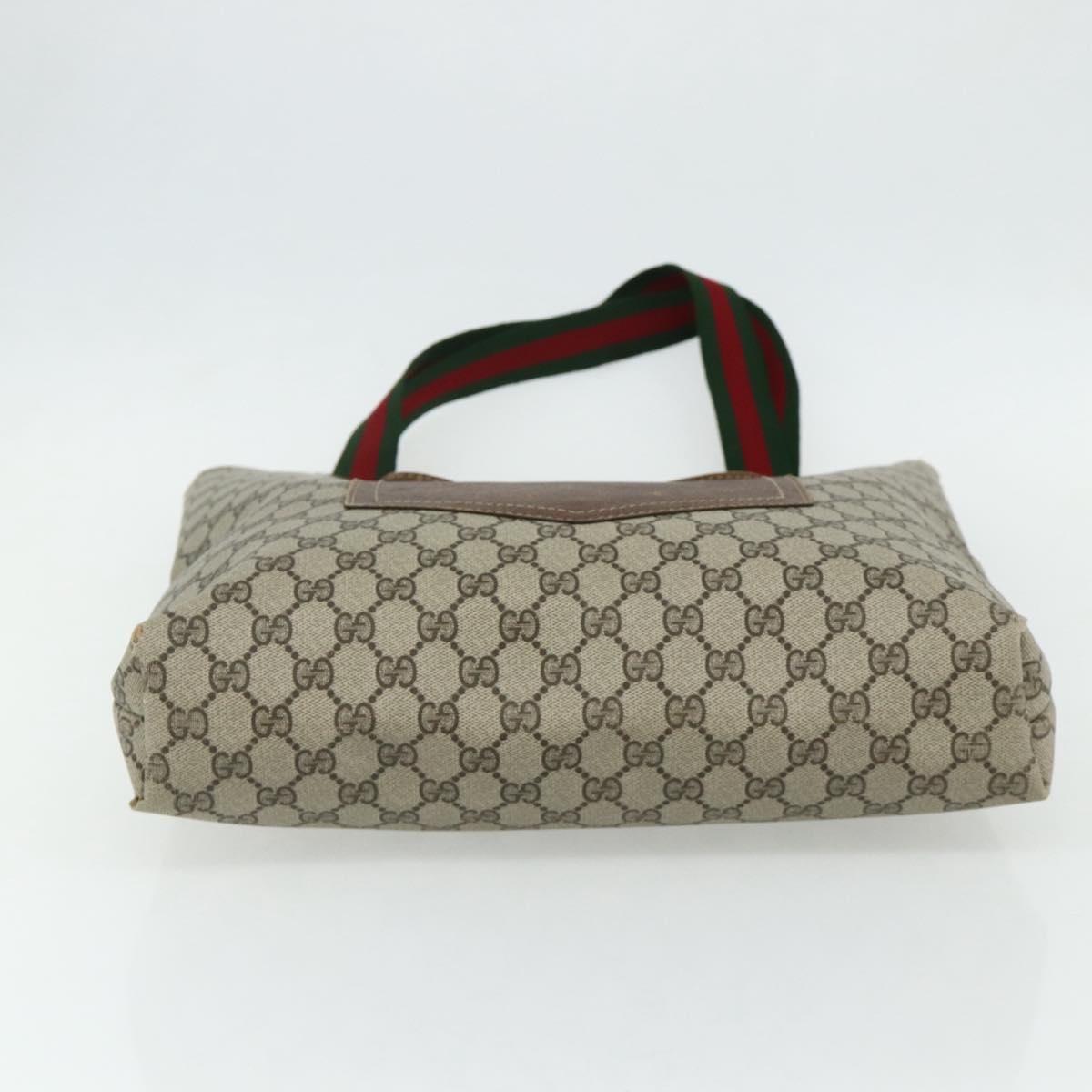 GUCCI GG Supreme Web Sherry Line Tote Bag PVC Beige Gold Auth 178813